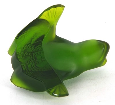 Lot 1 - A green coloured Lalique model of a frog...
