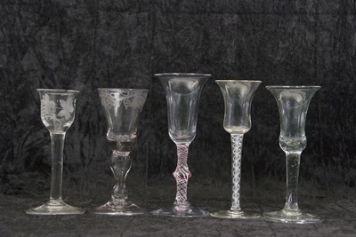Lot 3 - A group of 18th/19th Century wine glasses,...