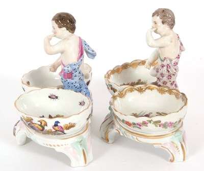 Lot 20 - A pair of Berlin porcelain salts, the bowls...
