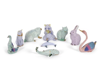 Lot 22 - A group of Herend porcelain models of animals...
