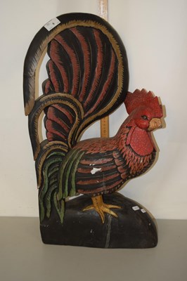 Lot 9 - A large painted wooden model of a cockerel