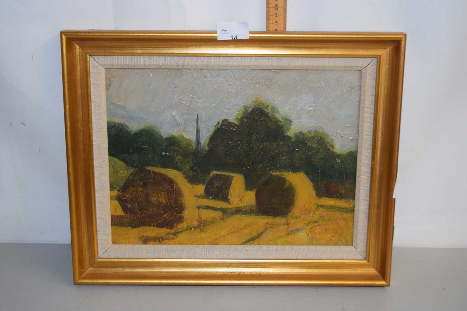 Lot 14 - Contemporary school study of a harvest field...