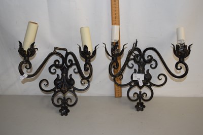 Lot 16 - A pair of metal wall sconces