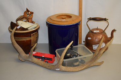 Lot 24 - Mixed Lot: Copper kettle, bread bin, fishing...