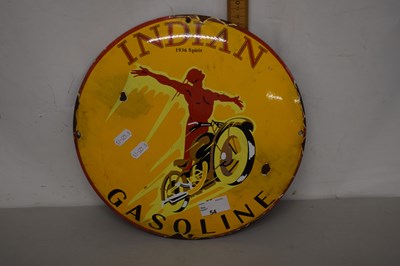 Lot 54 - Circular enamel sign Indian Gasoline