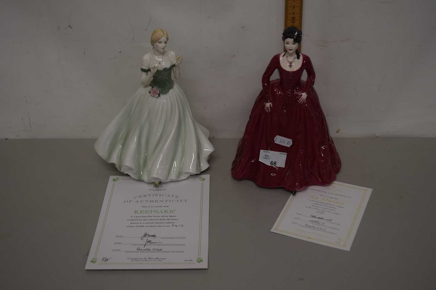 Lot 68 - Coalport figurine La Divina together with...