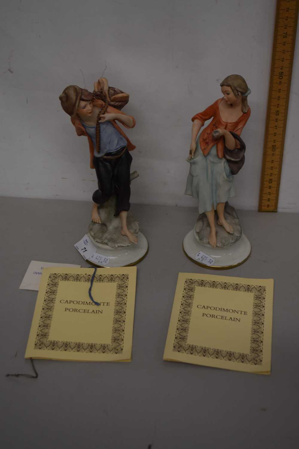 Lot 71 - A pair of Capodimonte porcelain figures
