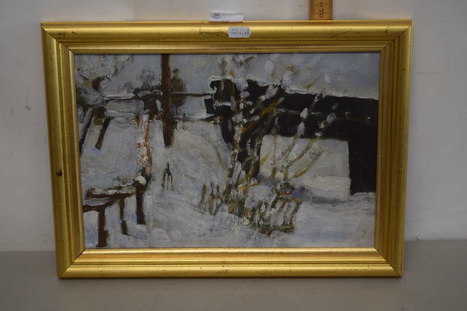 Lot 96 - Contemporary school abstract winter scene, oil...