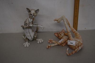 Lot 100 - Two modern resin models of cats
