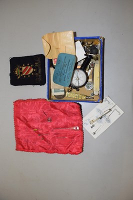 Lot 135 - Box of various cufflinks, hat pins, small...