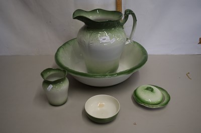 Lot 181 - A green glazed wash stand set