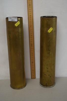 Lot 211 - Pair of brass shell cases