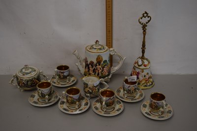 Lot 214 - A Capodimonte gilt decorated tea set and...