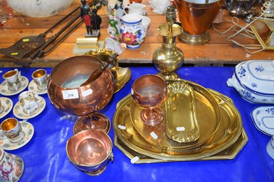 Lot 216 - Mixed Lot: Copper and brass wares comprising a...