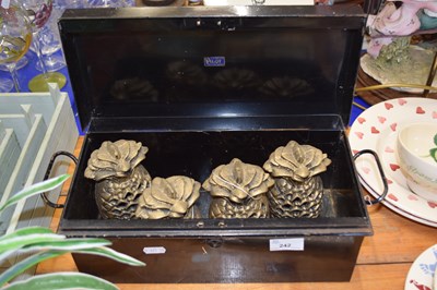 Lot 242 - Metal cash box together with pineapple shaped...