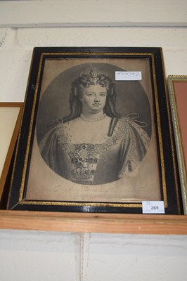 Lot 269 - Monochrome engraving of Queen Anne