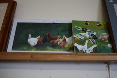 Lot 275 - Modern oil on board study of ducks, geese and...