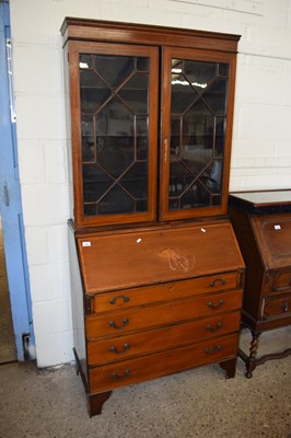 Lot 280 - An Edwardian mahogany bureau bookcase cabinet