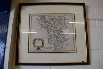 Lot 285 - Robert Morden, hand coloured map of Derbyshire,...