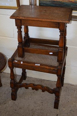 Lot 297 - An oak framed cane top stool together with a...