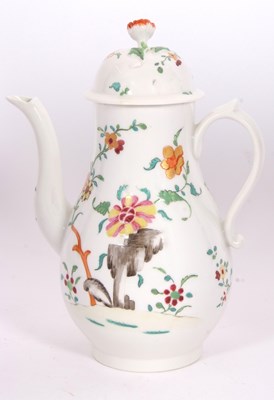 Lot 91 - An 18th Century polychrome coffee pot with...