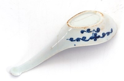 Lot 97 - A very rare Lowestoft porcelain rice spoon...