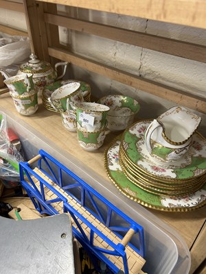 Lot 551 - Quantity of Coalport green gilt and floral...