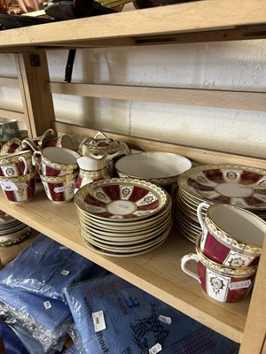 Lot 565 - Quantity of red and gilt decorated tea wares