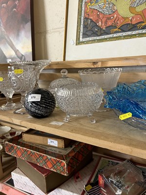 Lot 570 - Mixed Lot: Pressed glass ware and a paperweight