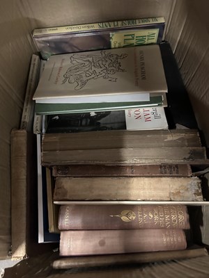 Lot 585 - Two boxes of assorted books and ephemera to...