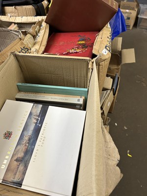 Lot 605 - Two boxes of assorted books to include history,...