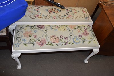 Lot 749 - Two similar cream painted needlework stools