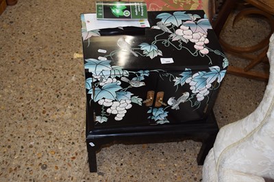 Lot 344 - Modern Oriental black lacquered and floral...