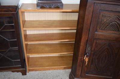 Lot 425 - Modern oak open front bookcase cabinet