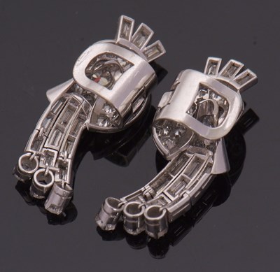 Lot 347 - A pair of Art Deco diamond earrings, the...