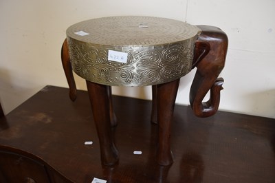 Lot 422A - Modern hardwood and metal mounted elephant...