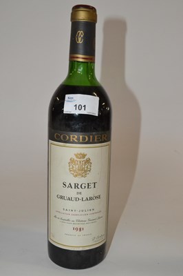 Lot 101 - 1981 Sarget de Gruaud Larose, St Julien, one...