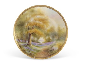 Lot 50 - A Royal Worcester cabinet plate painted with a...