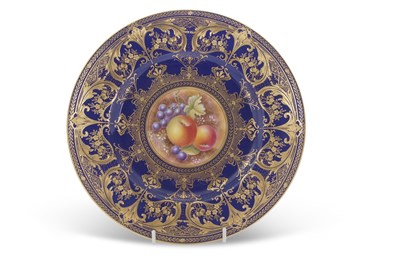Lot 62 - A Royal Worcester cabinet plate, the blue...