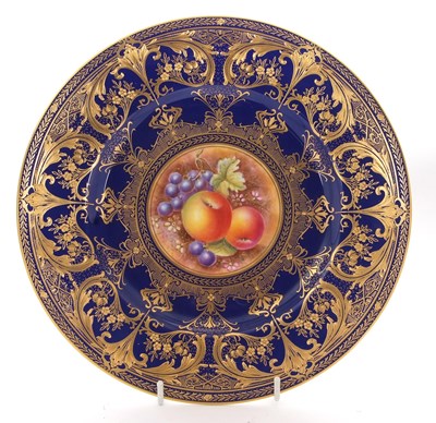 Lot 62 - A Royal Worcester cabinet plate, the blue...