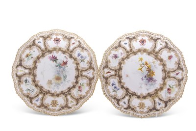 Lot 65 - A pair of Royal Worcester plates with shaped...
