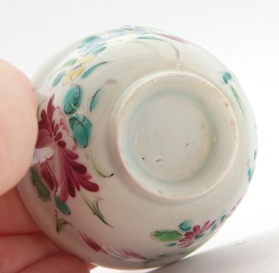 Lot 73 - A Bow porcelain miniature sucrier painted in...