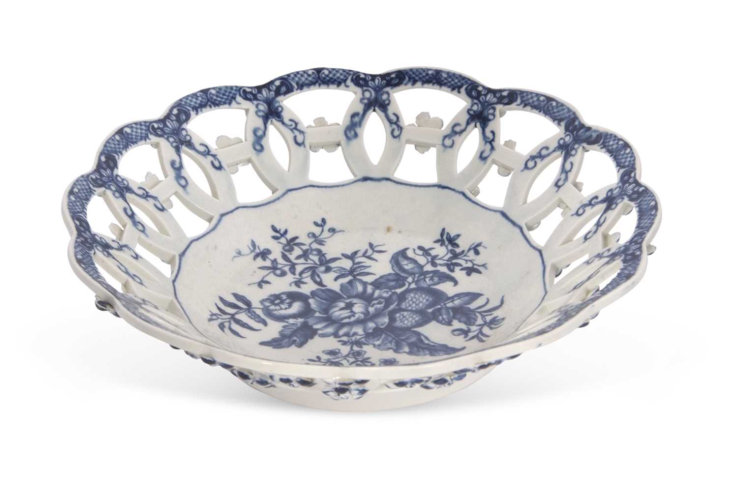 Lot 74 - A fine Worcester porcelain basket circa 1770,...