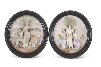 Lot 76 - A pair of 19th Century French bisque plaques...