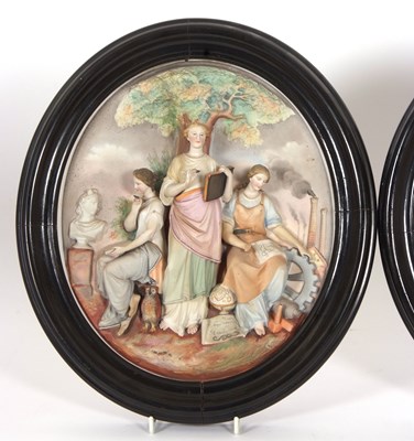 Lot 76 - A pair of 19th Century French bisque plaques...