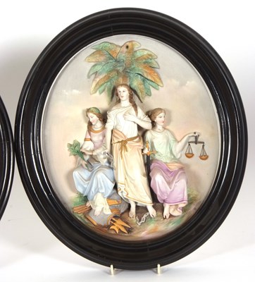 Lot 76 - A pair of 19th Century French bisque plaques...