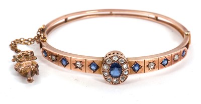 Lot 330 - A late Victorian sapphire and diamond hinged...