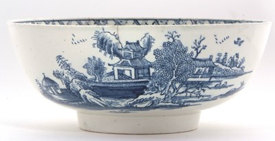 Lot 86 - A large rare Lowestoft punch bowl printed with...