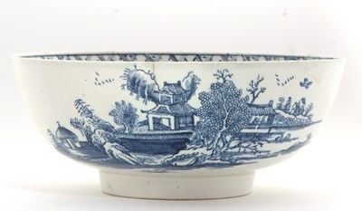 Lot 86 - A large rare Lowestoft punch bowl printed with...