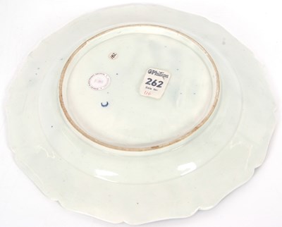 Lot 87 - A rare Lowestoft porcelain plate with shaped...
